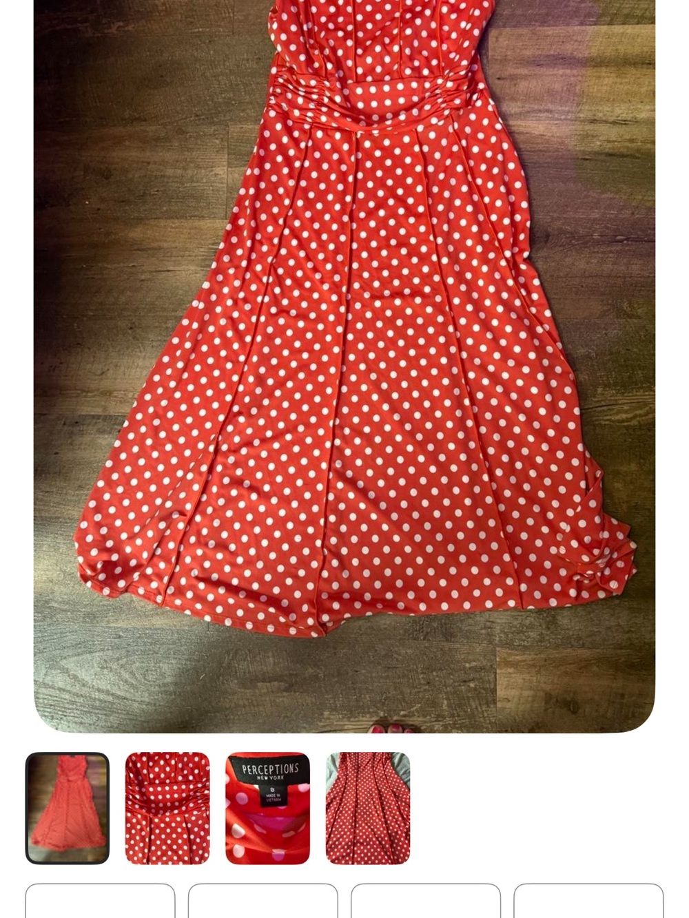 Perceptions Redish orange White Polka Dot dress